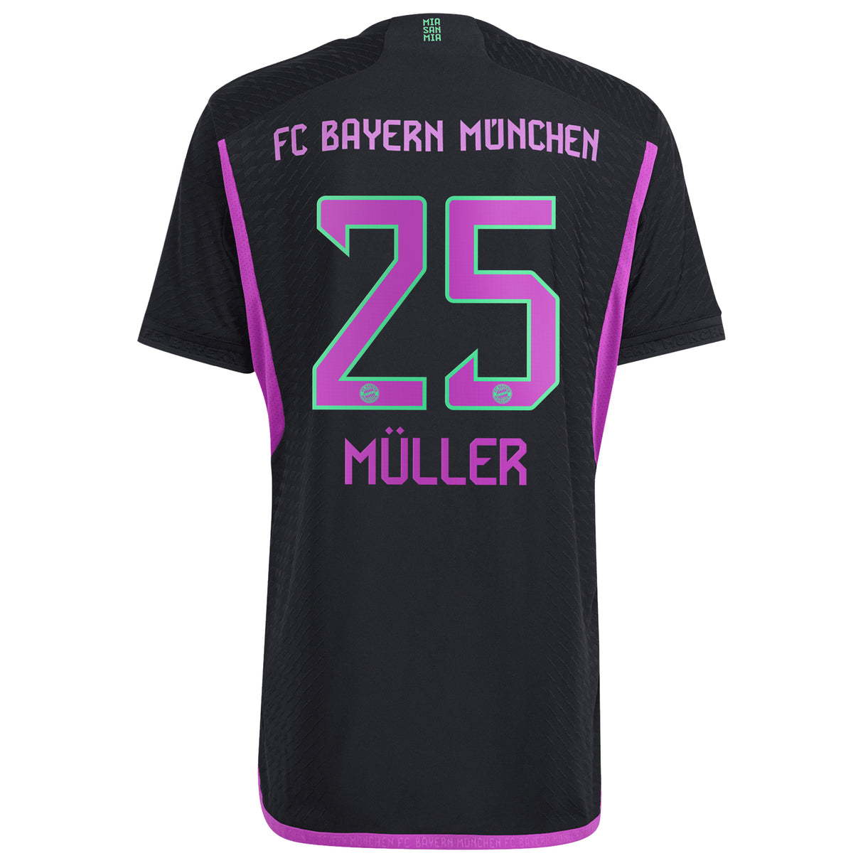 FC Bayern adidas Away Authentic Shirt 2023-24 with Müller 25 printing - Kit Captain