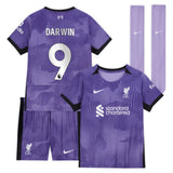 Liverpool Nike Third Stadium Kit 2023-24 - Little Kids with Darwin 9 printing - Kit Captain