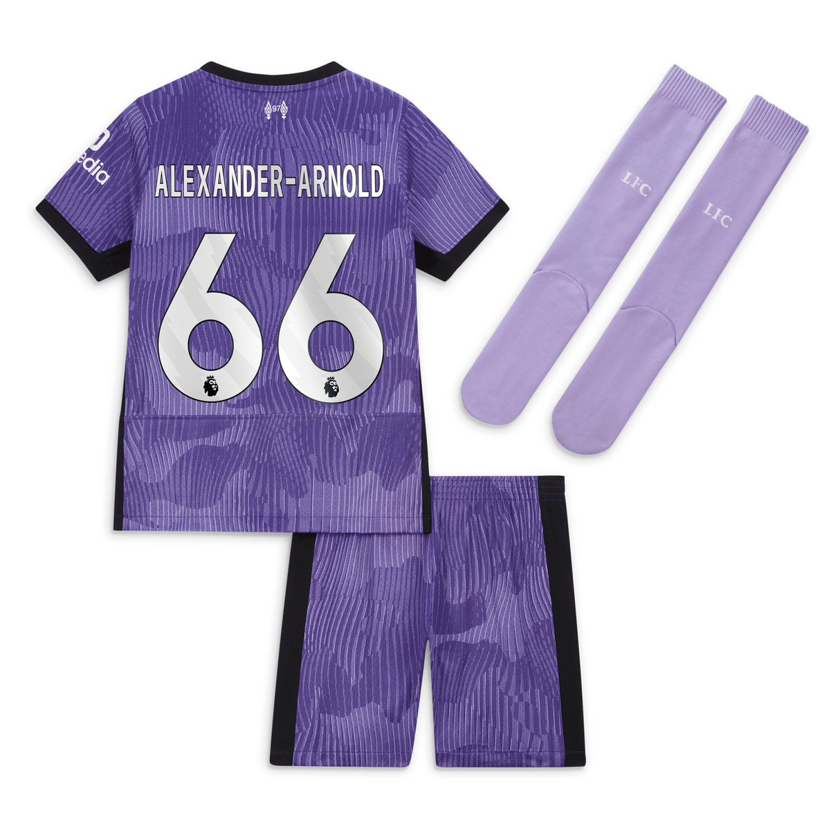 Liverpool Nike Third Stadium Kit 2023-24 - Little Kids with Alexander-Arnold 66 printing - Kit Captain