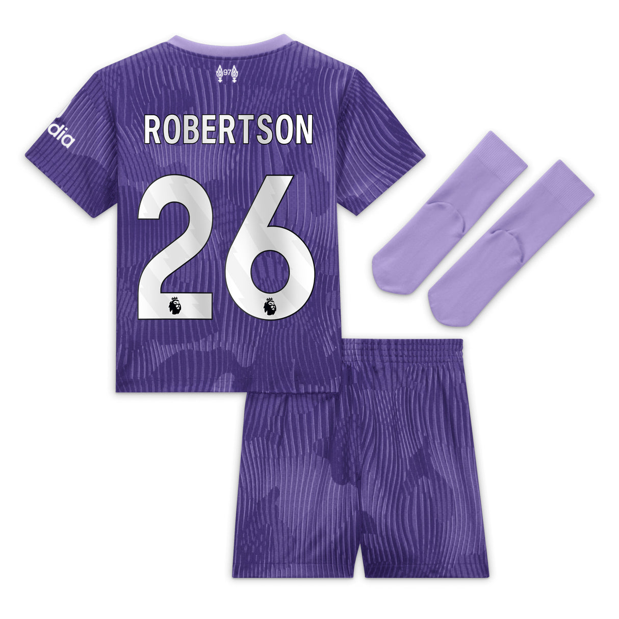 Liverpool Nike Third Stadium Mini Kit 2023-24 - Infant with Robertson 26 printing - Kit Captain