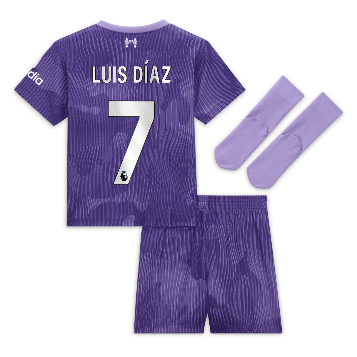 Liverpool Nike Third Stadium Mini Kit 2023-24 - Infant with Luis Dí­az 7 printing - Kit Captain