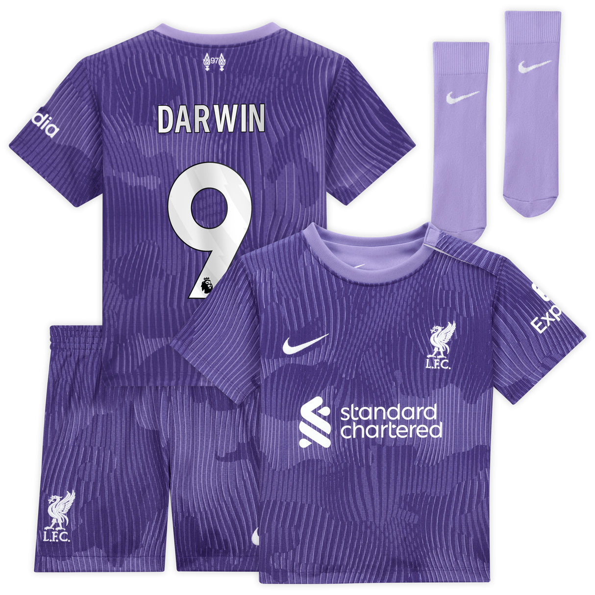 Liverpool Nike Third Stadium Mini Kit 2023-24 - Infant with Darwin 9 printing - Kit Captain