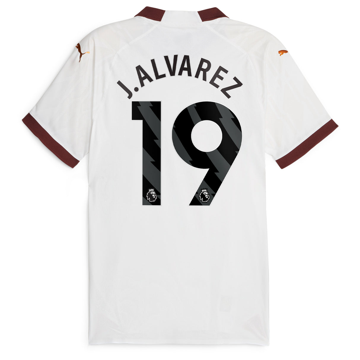 Manchester City Puma Away Authentic Shirt 2023-24 with J.Alvarez 19 printing - Kit Captain