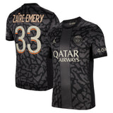 PSG x Jordan Third Stadium Shirt 2023-24 with Zaïre-Emery 33 printing - Kit Captain