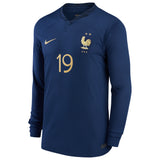 France Home Stadium Shirt Long Sleeve 2022 - Kids with Kamara 19 printing - Kit Captain