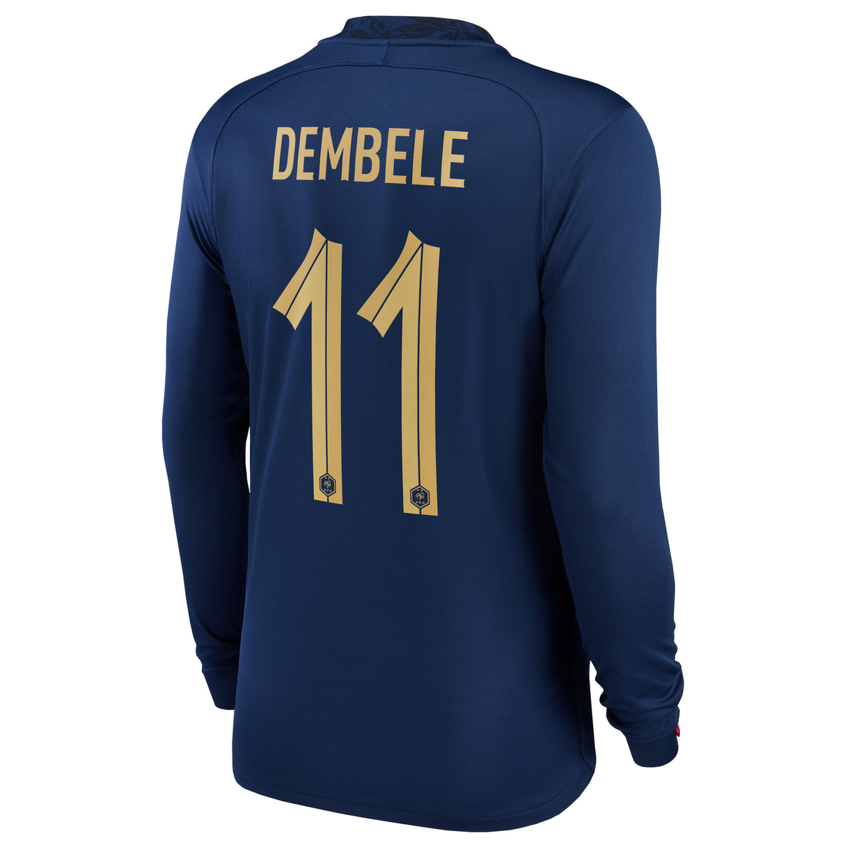 France Home Stadium Shirt Long Sleeve 2022 - Kids - Ousmane Dembélé 11 - Kit Captain