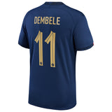 France Home Stadium Shirt 2022 - Ousmane Dembélé 11 - Kit Captain