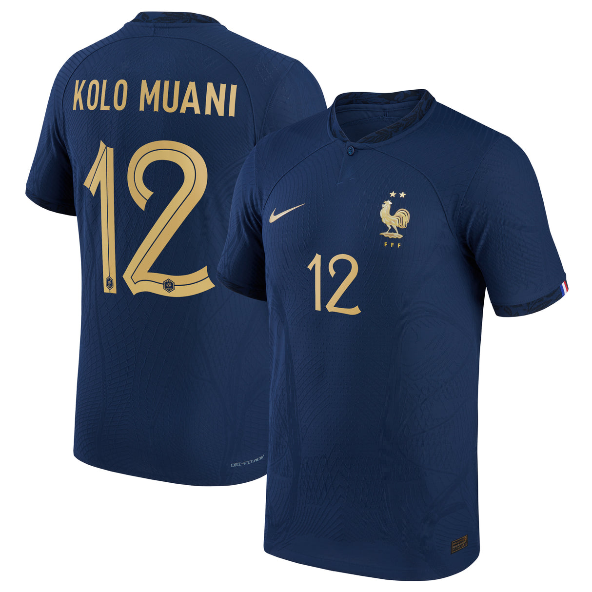 France Home Match Shirt 2022 - Randal Kolo Muani 12 - Kit Captain