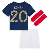 France Home Stadium Kit 2022 - Infants - Kingsley Coman 20 - Kit Captain