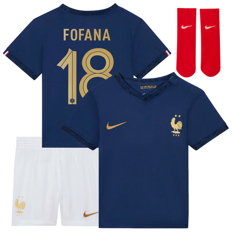 France Home Stadium Kit 2022 - Infant with Fofana 18 printing - Kit Captain