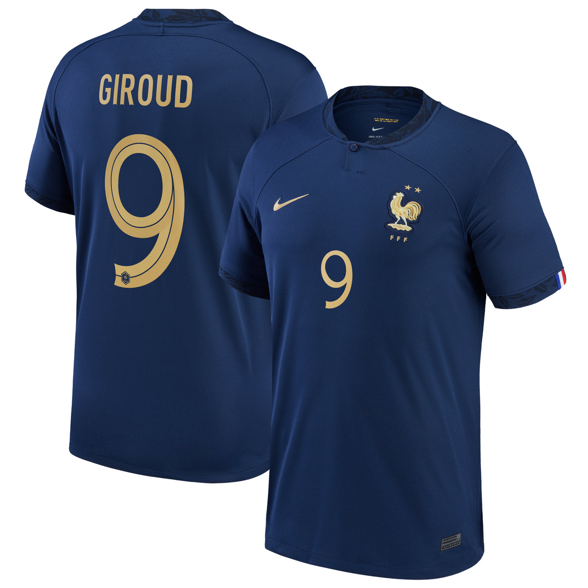 France Home Stadium Shirt 2022 - Kids - Olivier Giroud 9 - Kit Captain