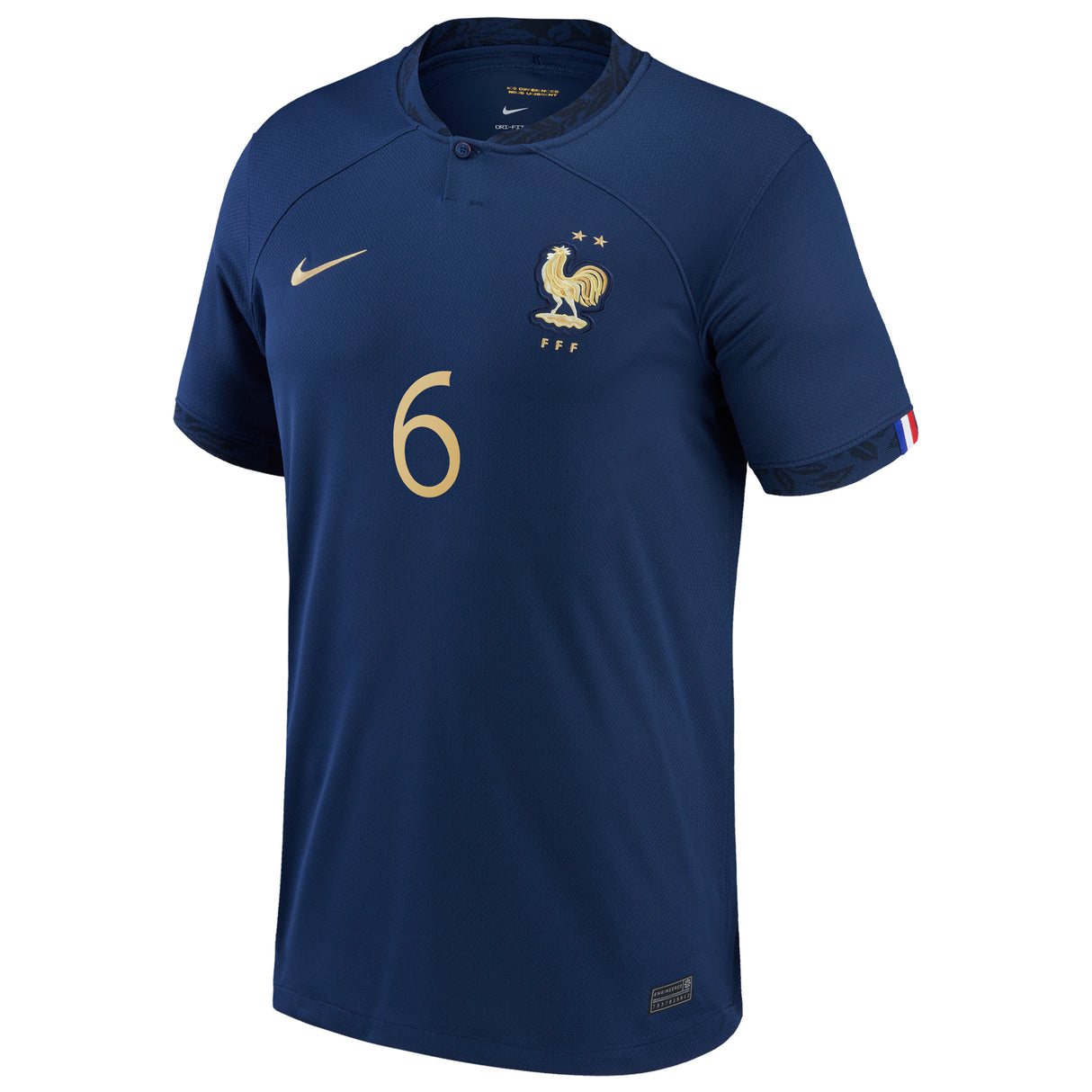 France Home Stadium Shirt 2022 with Camavinga 6 printing - Kit Captain