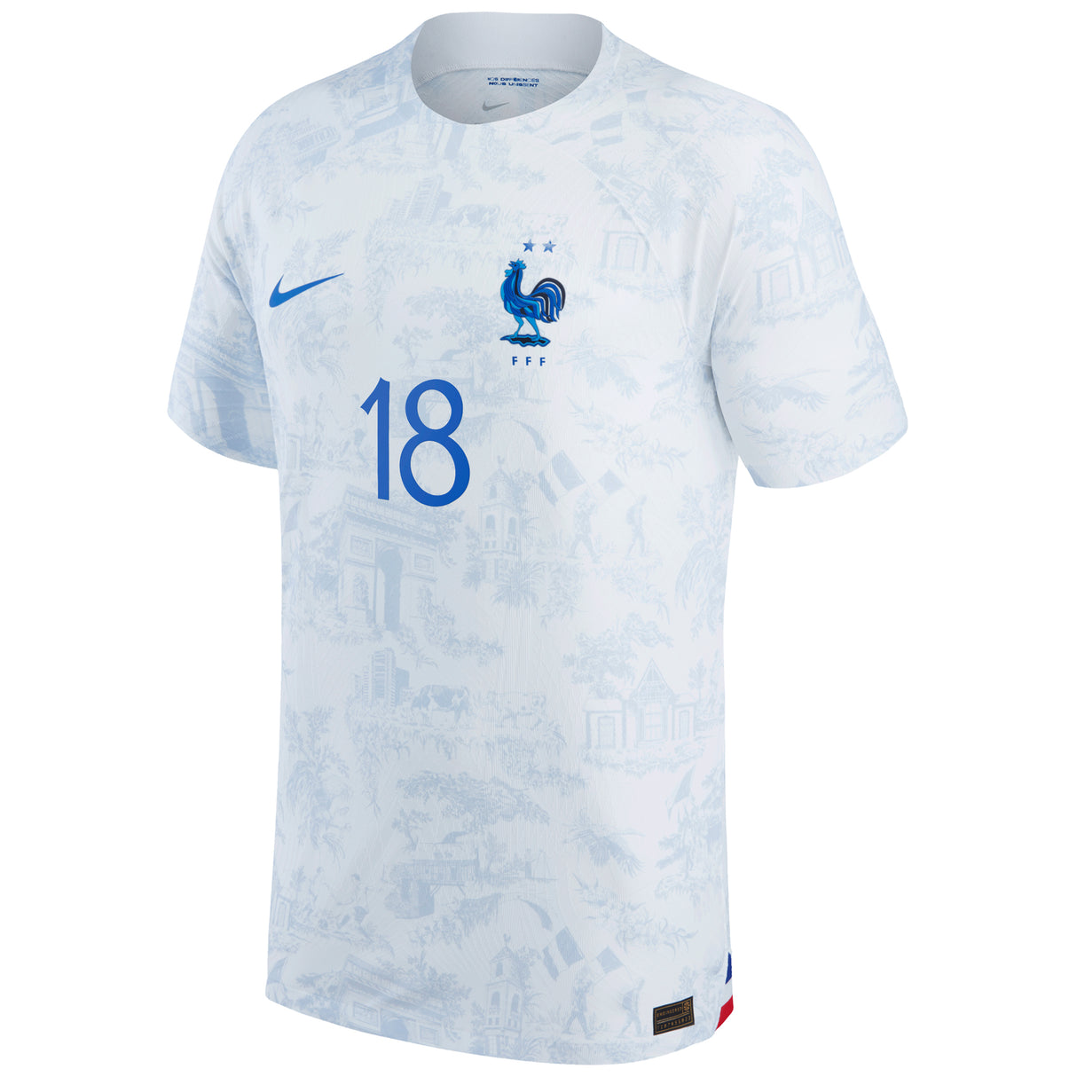 France Away Match Shirt 2022 with Fofana 18 printing - Kit Captain