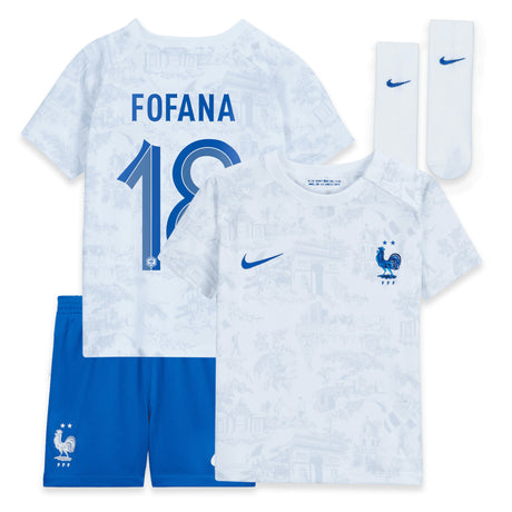 France Away Stadium Kit 2022 - Infant with Fofana 18 printing - Kit Captain