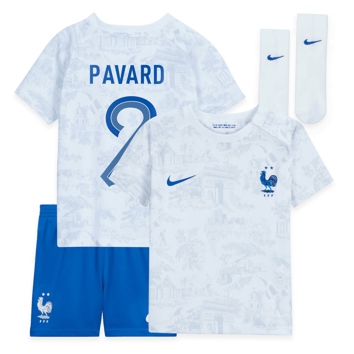 France Away Stadium Kit 2022 - Infants - Benjamin Pavard 2 - Kit Captain