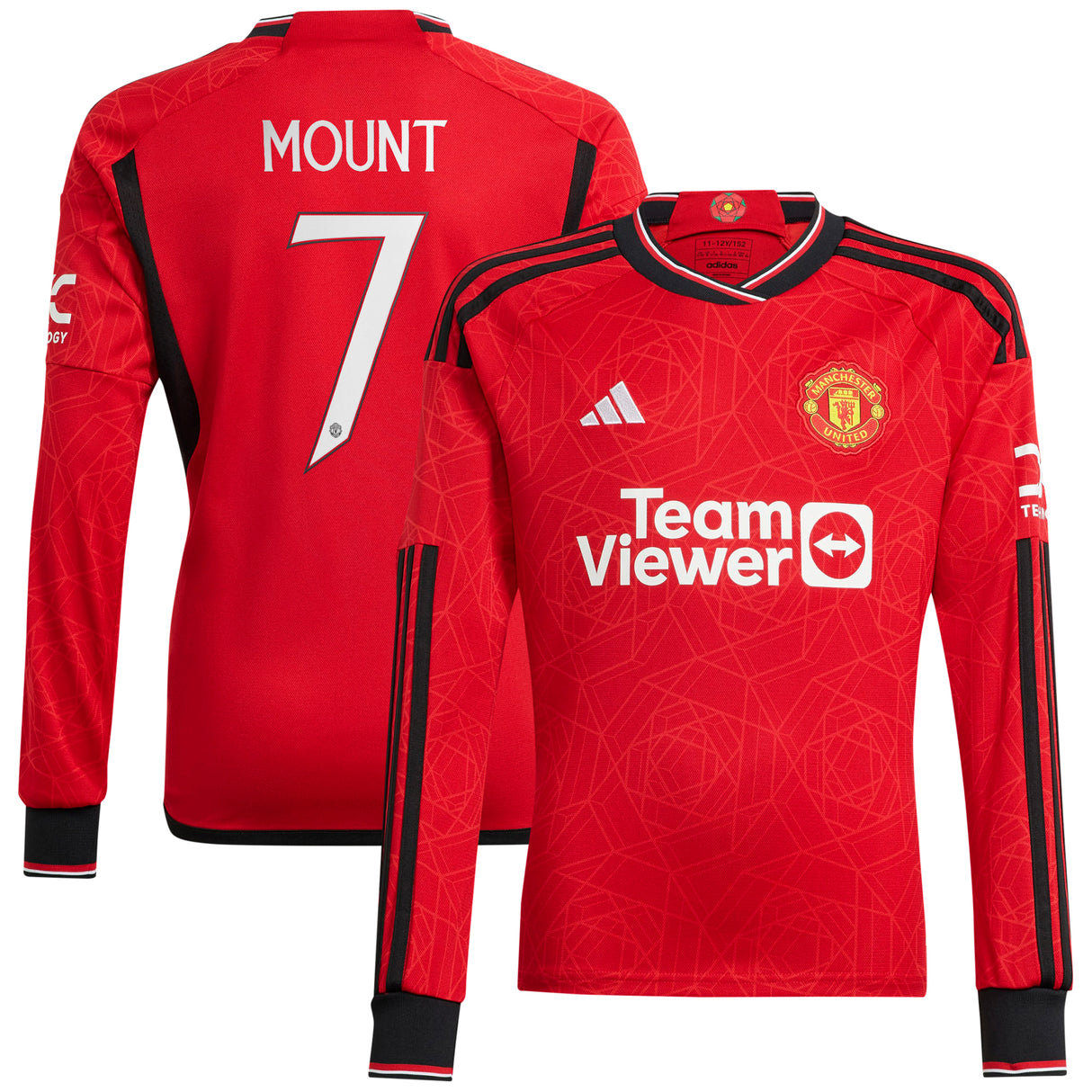 Manchester United Cup Home Shirt 2023-24 - Kids - Long Sleeve with Mount 7 printing - Kit Captain