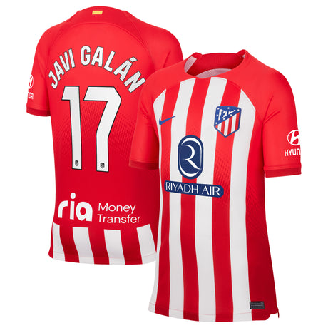 Atlético de Madrid Nike Home Stadium Shirt 2023-24 - Kids with Javi Galán 17 printing - Kit Captain