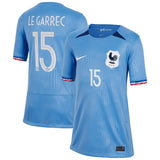 France Women Nike Home Stadium Shirt 2023-24 - Kids with Le Garrec 15 printing - Kit Captain