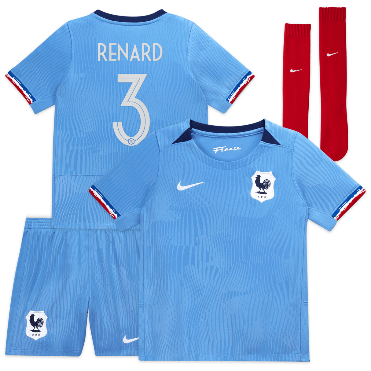 France Women Nike Home Stadium Kit 2023-24 - Little Kids with Renard 3 printing - Kit Captain