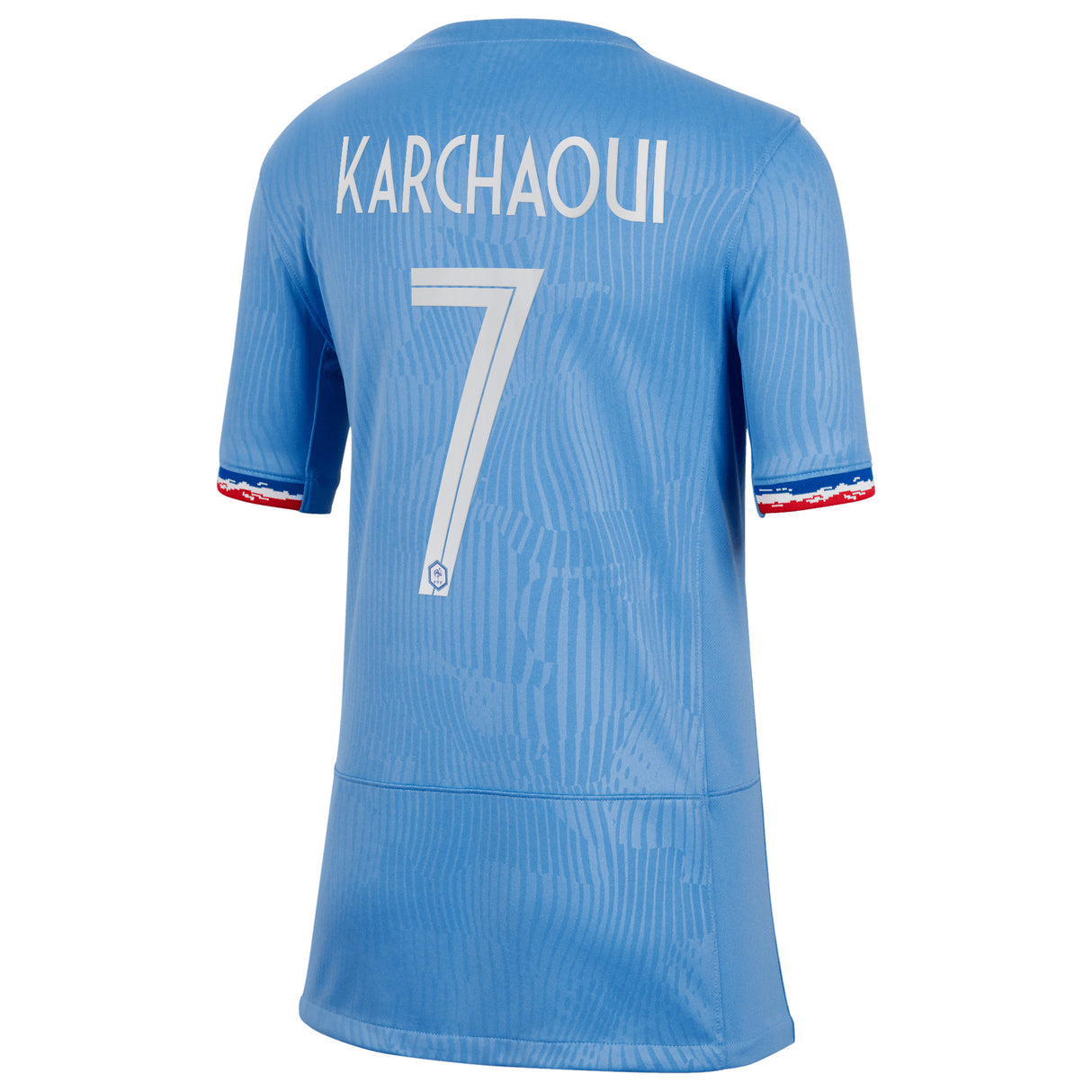 France Women Nike Home Stadium Shirt 2023-24 - Kids with Karchaoui 7 printing - Kit Captain