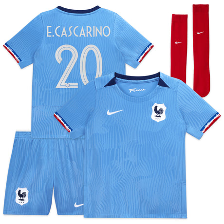 France Women Nike Home Stadium Kit 2023-24 - Little Kids with E.Cascarino 20 printing - Kit Captain