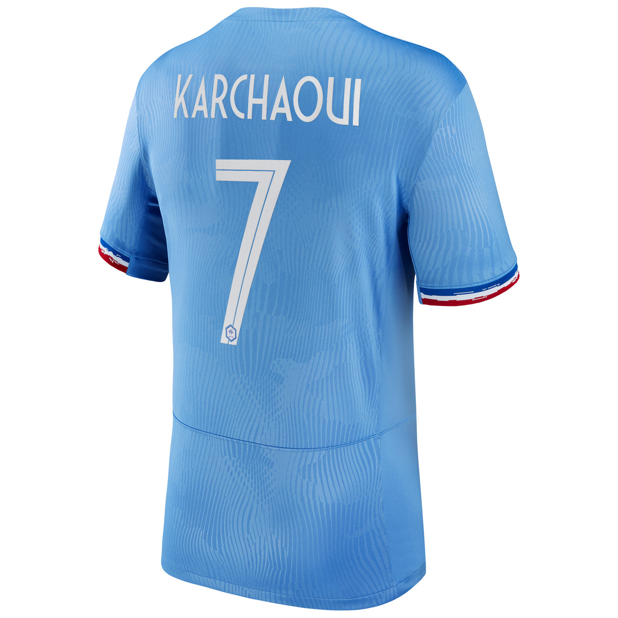 France Women Nike Home Stadium Shirt 2023-24 - Mens with Karchaoui 7 printing - Kit Captain