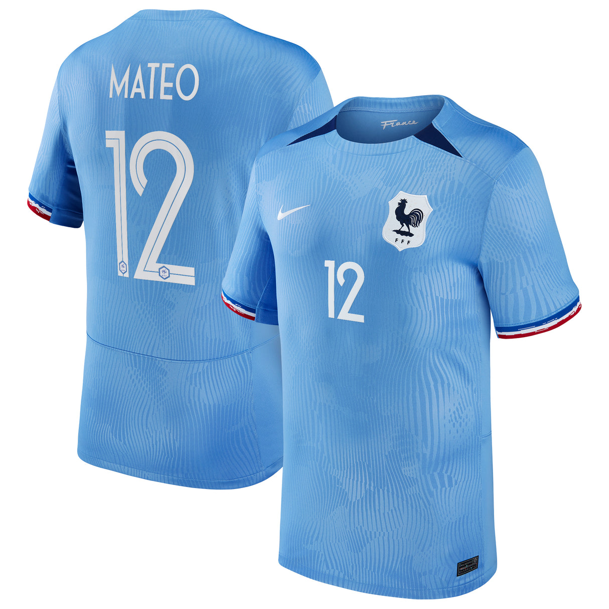 France Women Nike Home Stadium Shirt 2023-24 - Mens with Mateo 12 printing - Kit Captain