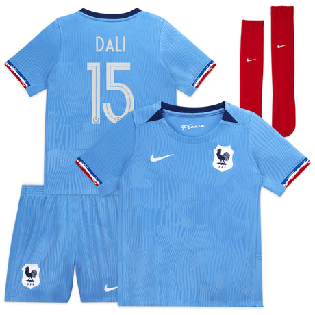 France Women's Nike Home Stadium Kit 2023-24 - Little Kids - Kenza Dali 15 - Kit Captain