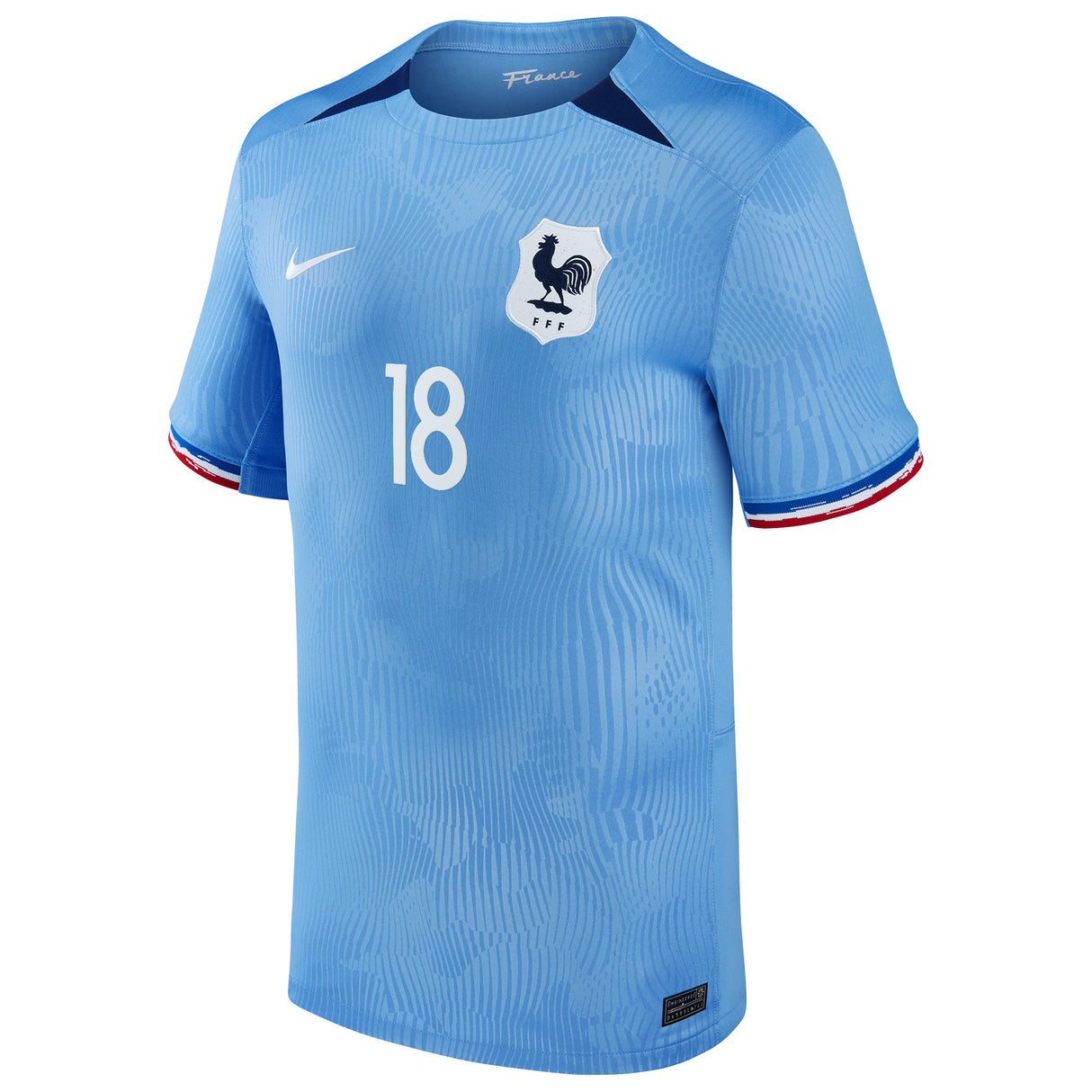 France Women Nike Home Stadium Shirt 2023-24 - Mens with Asseyi 18 printing - Kit Captain