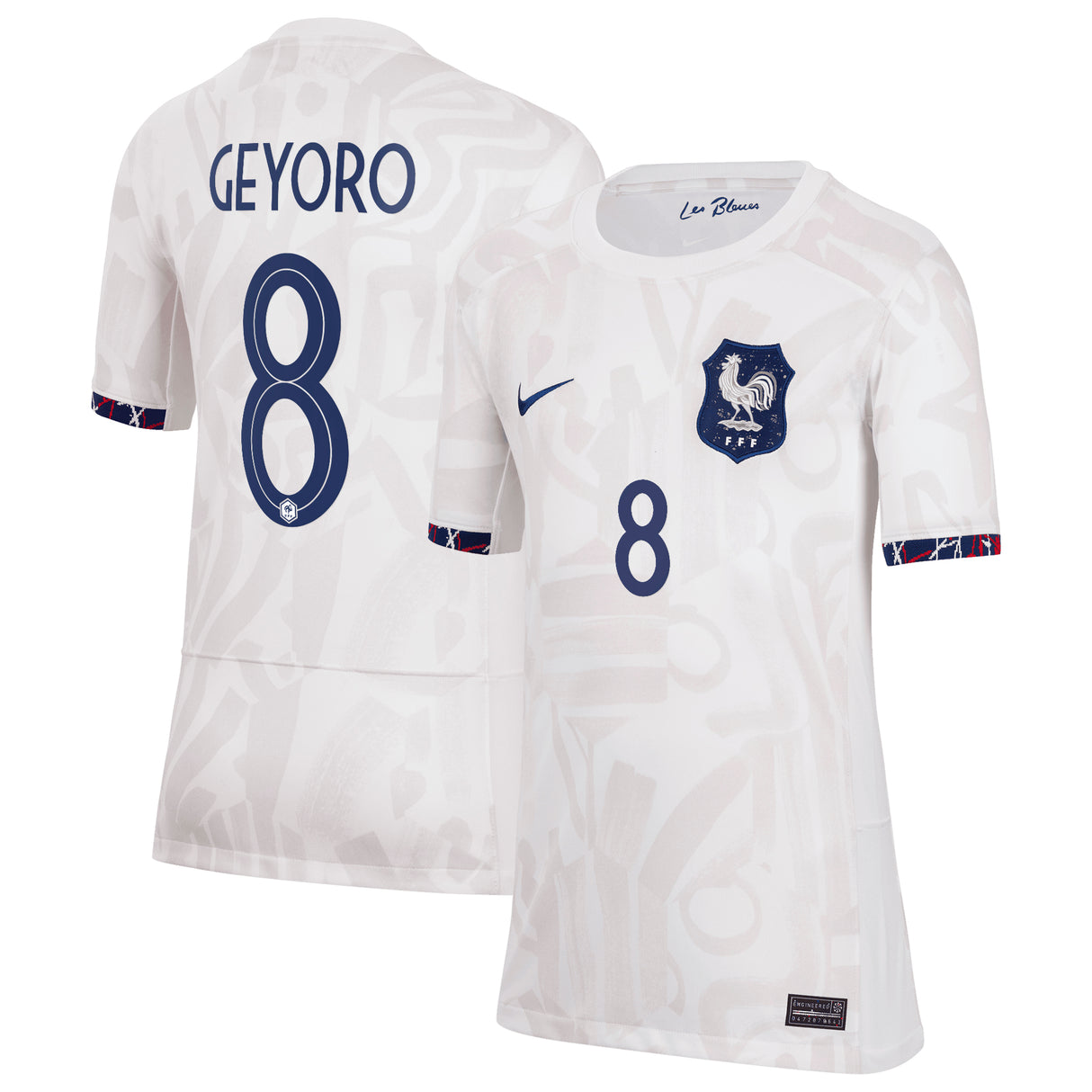 France Women Nike Away Stadium Shirt 2023-24 - Kids with Geyoro 8 printing - Kit Captain