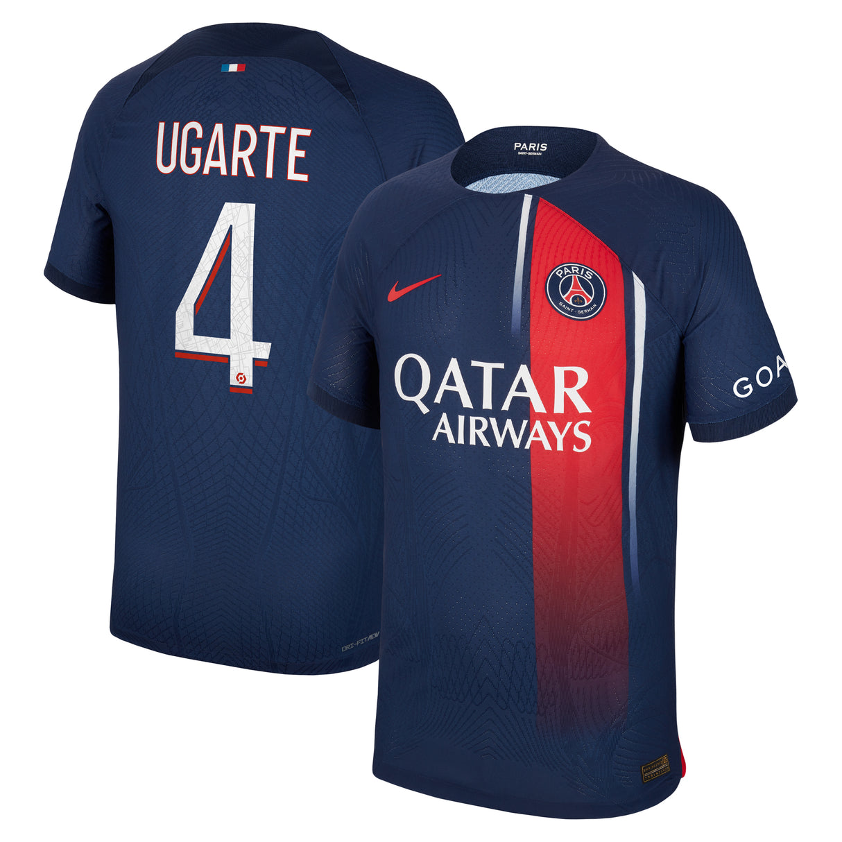 Paris Saint-Germain Nike Home Dri Fit Adv Match Shirt 2023-24 with Ugarte 4 printing - Kit Captain