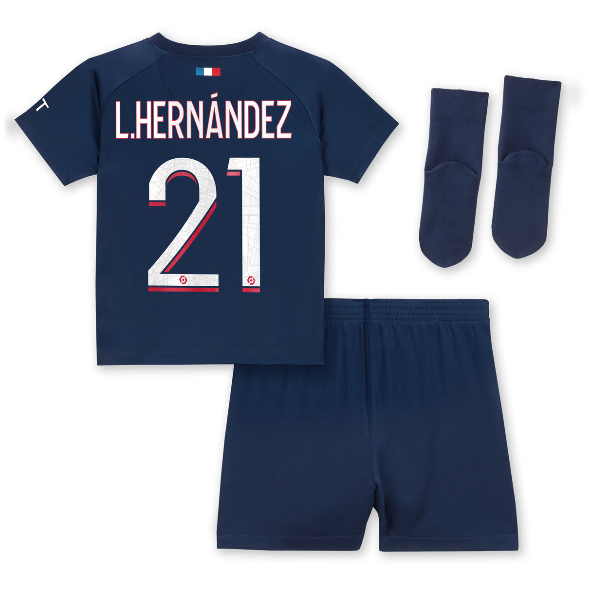 Paris Saint-Germain Nike Home Stadium Kit 2023-24 - Infant with L.Hernández 21 printing - Kit Captain