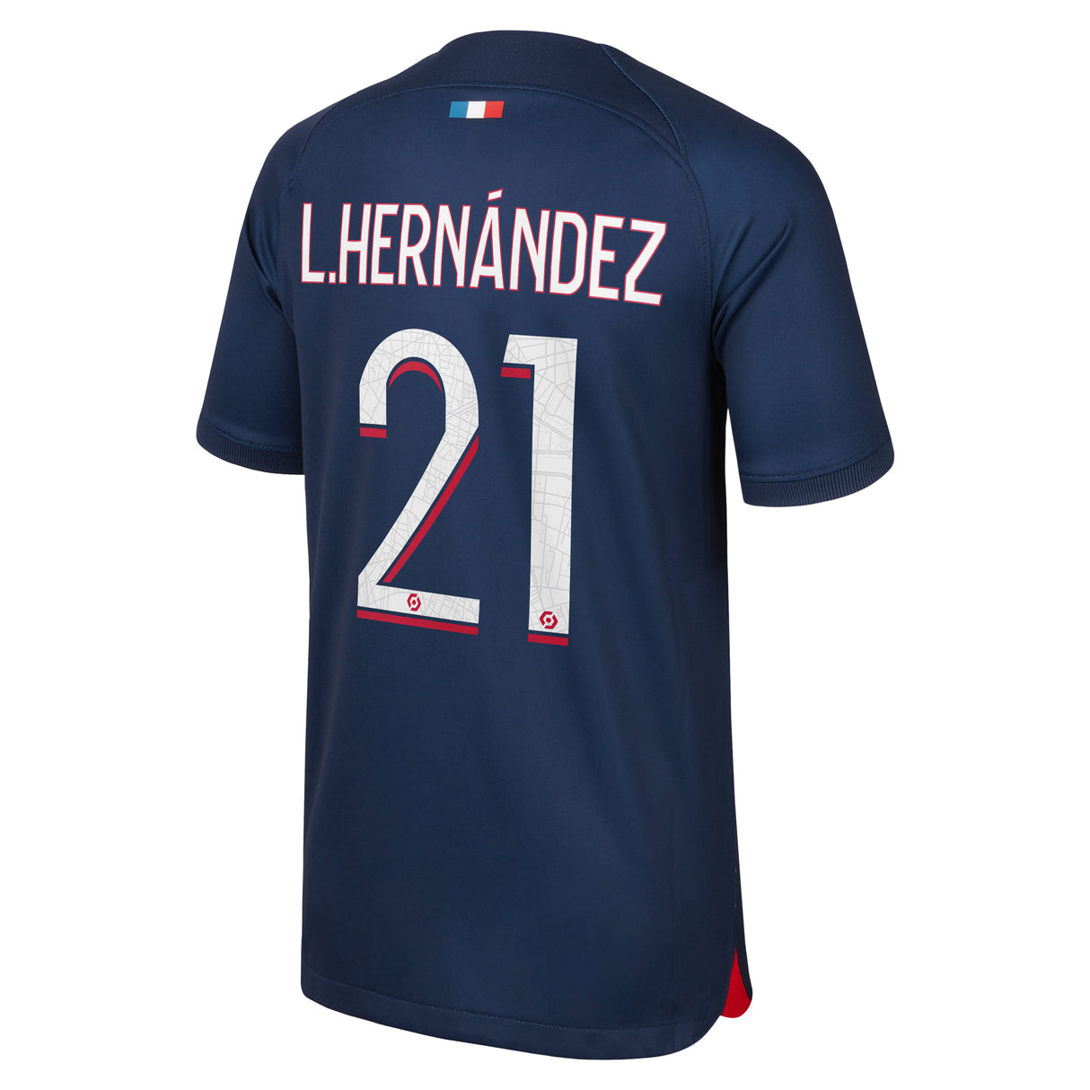 Paris Saint-Germain Nike Home Stadium Shirt 2023-24 - Kids with L.Hernández 21 printing - Kit Captain