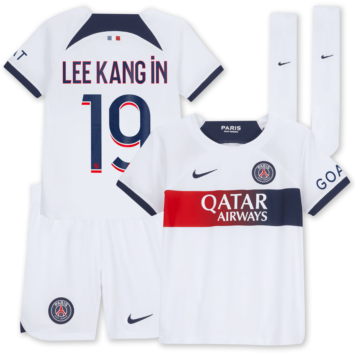 Paris Saint-Germain Nike Away Stadium Kit 2023-24 - Little Kids with Lee Kang In 19 printing - Kit Captain