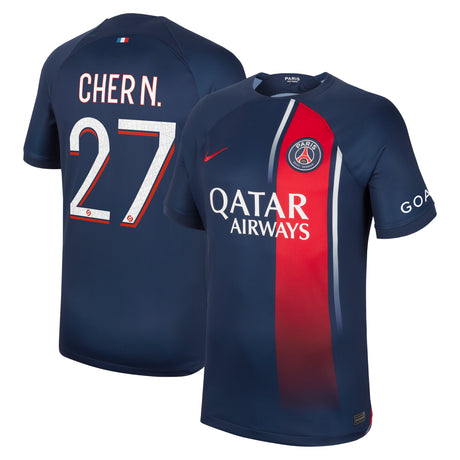 Paris Saint-Germain Nike Home Stadium Shirt 2023-24 with Cher N. 27 printing - Kit Captain