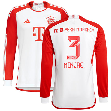 FC Bayern adidas Home Shirt 2023-24 - Long Sleeve - With Minjae 3 Printing - Kit Captain