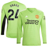 Manchester United EPL adidas Home Goalkeeper Shirt 2023-24 - Kids - Long Sleeve - with Onana 24 printing - Kit Captain