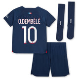 Paris Saint-Germain Nike Home Stadium Kit 2023-24 - Little Kids With O.Dembélé 10 Printing - Kit Captain