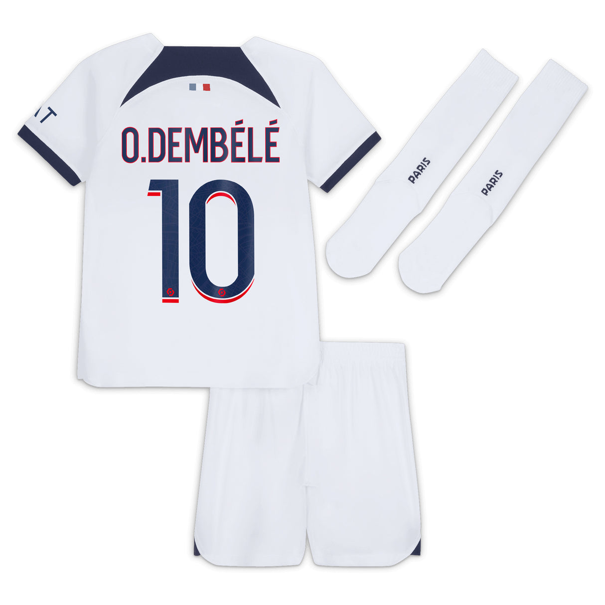 Paris Saint-Germain Nike Away Stadium Kit 2023-24 - Little Kids With O.Dembélé 10 Printing - Kit Captain