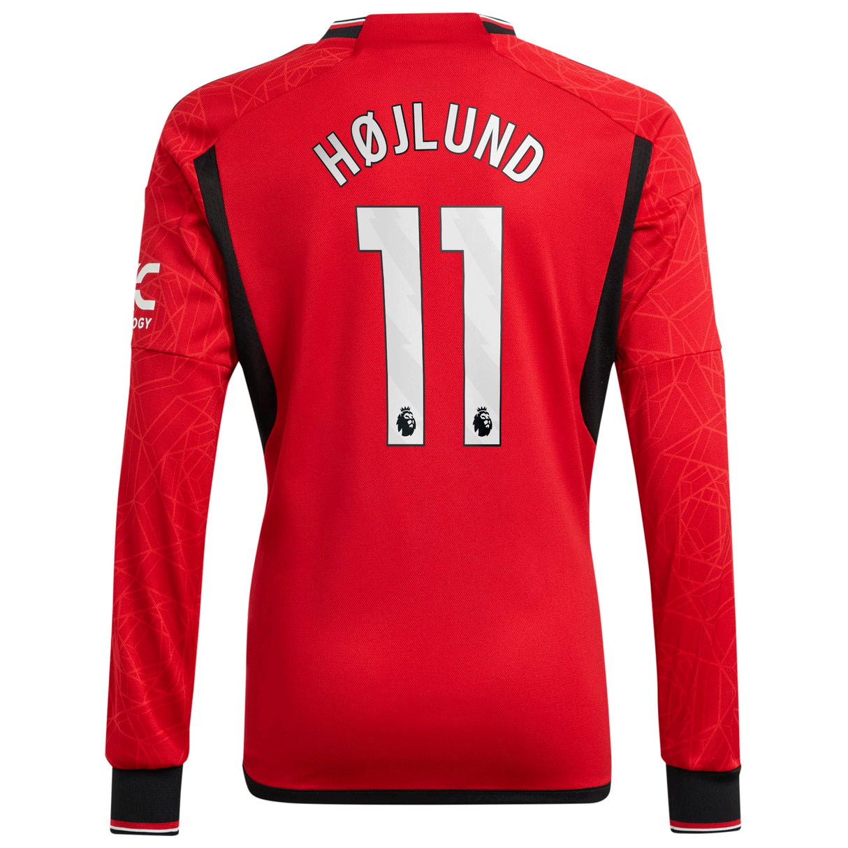 Manchester United EPL Home Shirt 2023-24 - Kids - Long Sleeve with Højlund 11 printing - Kit Captain