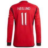 Manchester United Cup Home Authentic Shirt 2023-24 - Long sleeve with Højlund 11 printing - Kit Captain