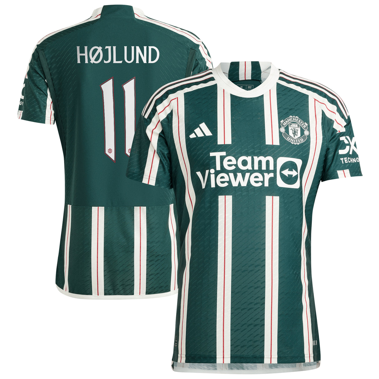 Manchester United Cup Away Authentic Shirt 2023-24 with Højlund 11 printing - Kit Captain