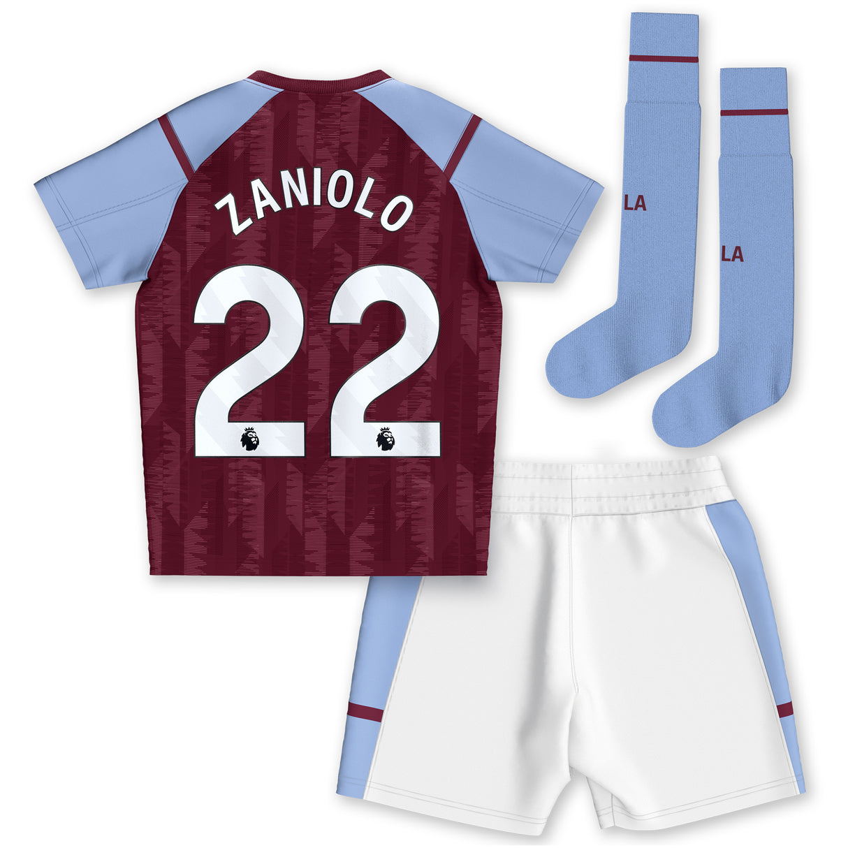 Aston Villa Castore Home Infant Kit 2023-24 with Zaniolo 22 printing - Kit Captain