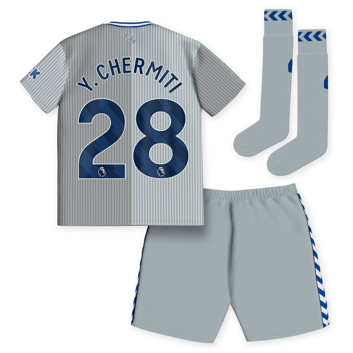 Everton Hummel Third Infant Kit 2023-24 with - Y.Chermiti 28 printing - Kit Captain