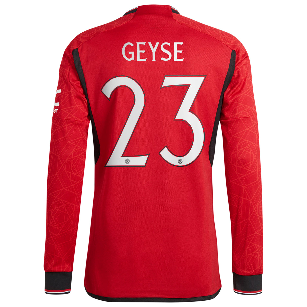 Manchester United Cup adidas Home Authentic Shirt 2023-24 - Long Sleeve - With Geyse 23 Printing - Kit Captain