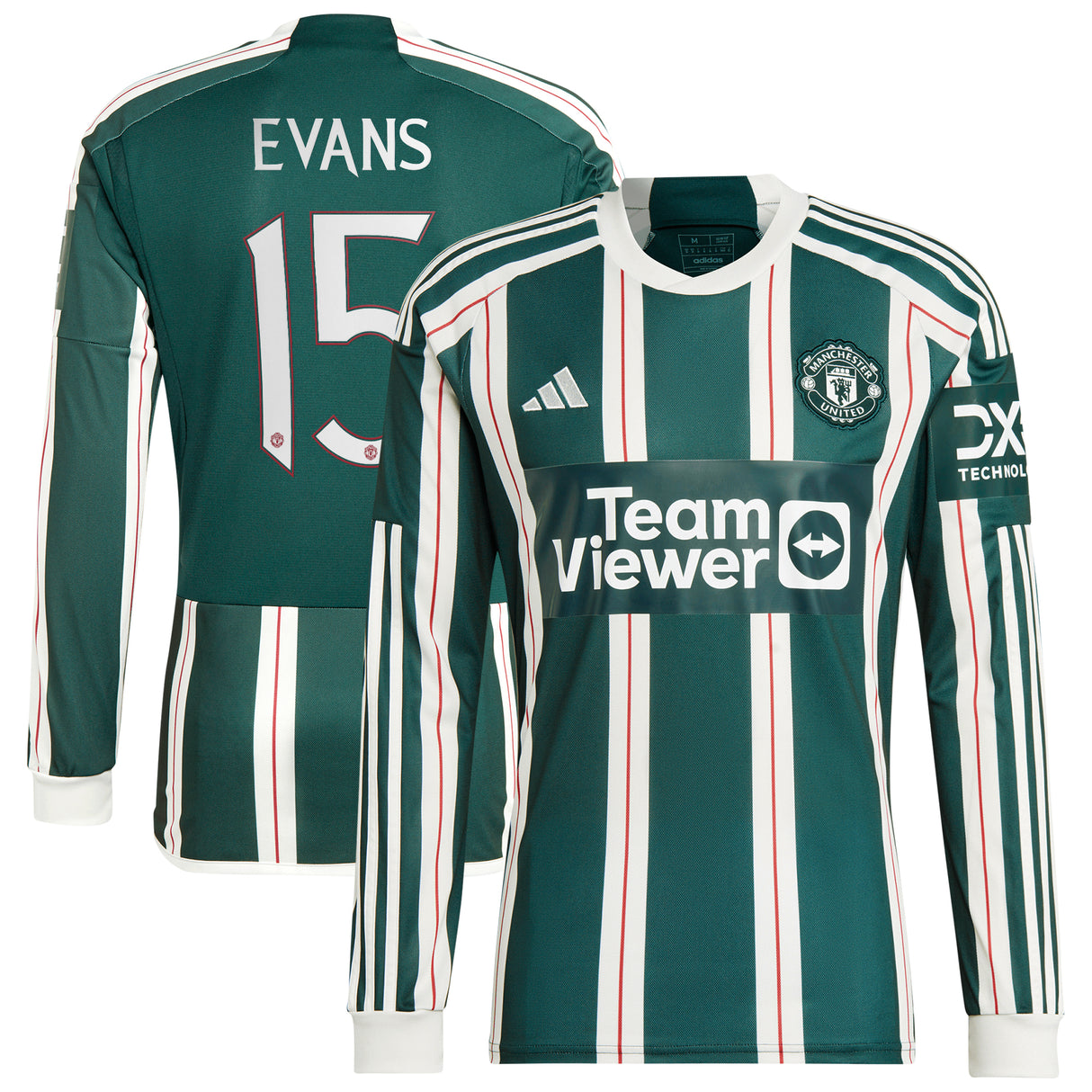 Manchester United Cup adidas Away Shirt 2023-24 - Long Sleeve - With Evans 15 Printing - Kit Captain