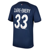 PSG Home Vapor Match Shirt 2023-24 with Champions League printing Zaïre-Emery 33 - Kit Captain