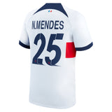 Paris Saint-Germain Nike Away Stadium Shirt 2023-24 with Champions League printing N.Mendes 25 - Kit Captain