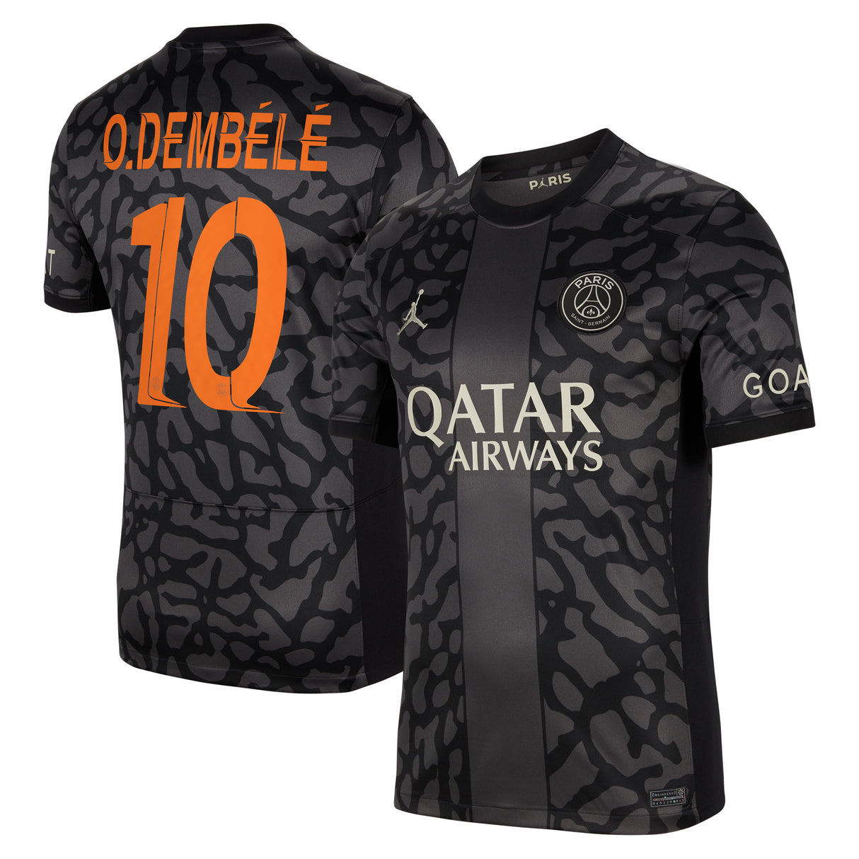 PSG x Jordan Third Stadium Shirt 2023-24 with Champions League printing O.Dembélé 10 - Kit Captain