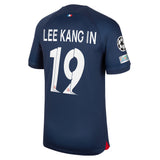 PSG Nike Home Stadium Shirt 2023-24 with Lee Kang In  19 and Champions League printing and badges - Kit Captain